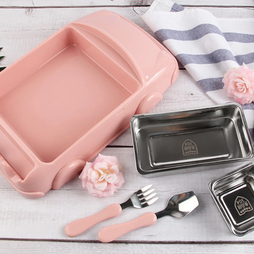 

Baby Dishes Plate +spoon+fork Feeding Food Tableware Set Car Shape Bowls Container Kids Feeding Dishes