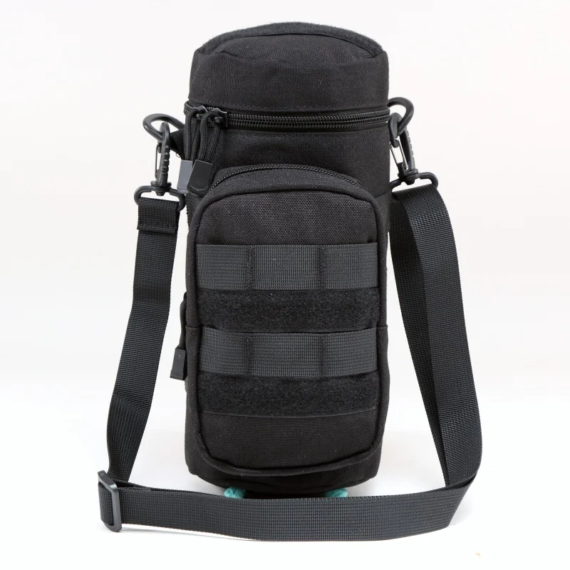 Открытый Molle тактический Чехол для бутылки воды дорожная поясная сумка через плечо в армейском стиле альпинистская походная охотничья подставка для чайника - Цвет: Black