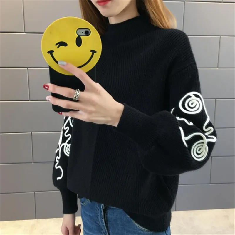 Neploe свитер женский корейский Pull Femme Hiver джемпер крючком с пышными рукавами пуловер Sueter Mujer вязаные свитера с высоким воротом