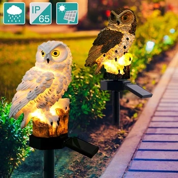 

High Quality Outdoor Garden Sculptures Lamp Owl Shape for Garden Decoration Waterproof Bird Resin Yard Garden Decor