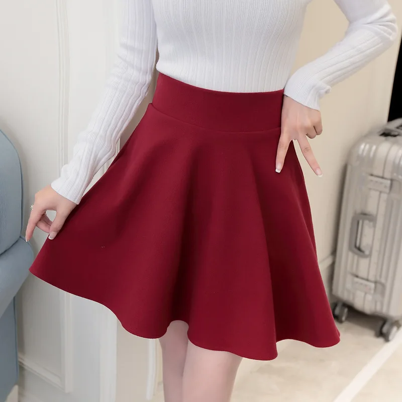 

2019 Summer Short Skirt Women's Versatile Solid Color Pleated Skirt High-waisted Half-length Short Skirt da ma qun