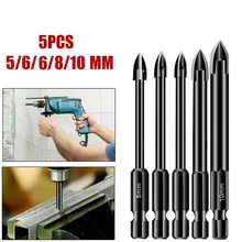 

5Pcs Carbide Tile Porcelain Drill Bits Set Ceramic Glass Wood Hole Opener For Hand Electric Drills 5/6/6/8/10mm For Ceramics