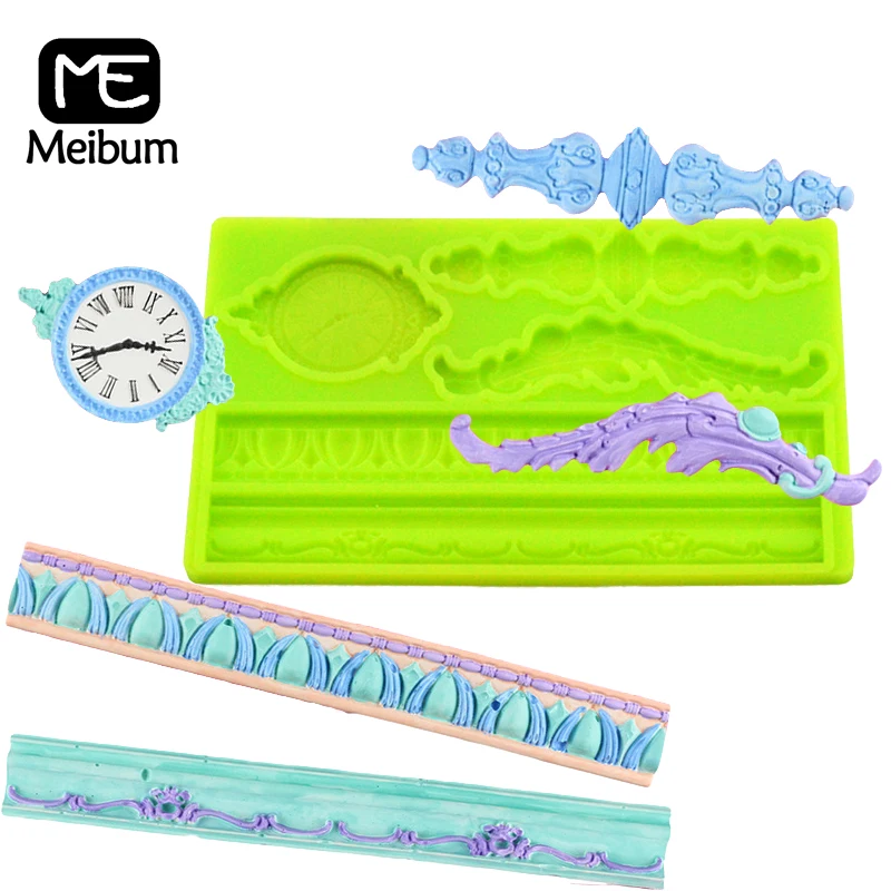 

Meibum Roman Pillar Clock Relief Fondant Cake Mold Birthday Biscuit Chocolate Candy Pan Sugar Craft Pastry Decorating Mould