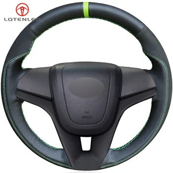 

LQTENLEO Black Genuine Leather Suede Car Steering Wheel Cover For Chevrolet Cruze 2008-2015 Aveo 2010-2015 Orlando 2009-2015