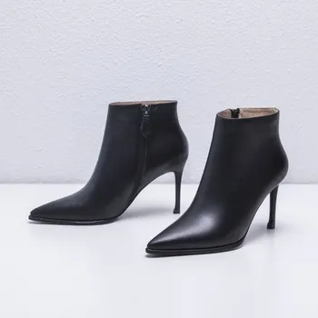 

Brand Woman Botas Mujer Ladies High Heel Boots Winter 2020 Pointed Toe Talons Femme Genuine Leather Bottine Cloutes Scarpe Donn