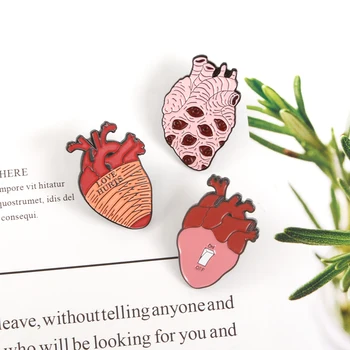 

10pcs Heart enamel pin Beautiful Space Punk multi-eyed Hearts badge Cardiac pacemaker Lapel pins brooches Shirt bag jewelry gift