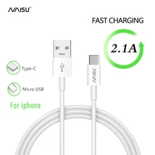 NAISU Fast Charging Cable 2.1A Micro USB Type C Cable For Iphone Huawei Samsung Xiaomi Vivo Oppo Mobile Phone Charge Cord 2020