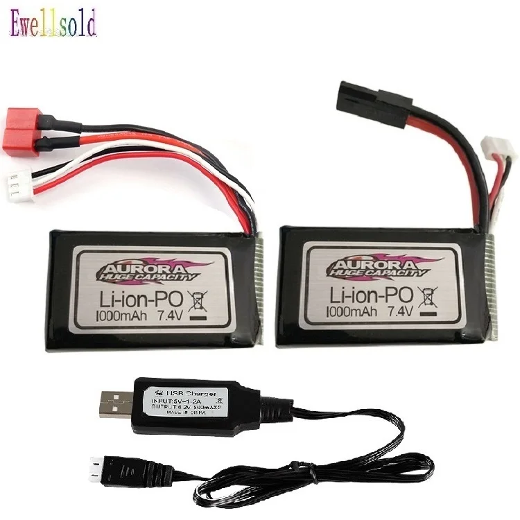 

Ewellsold 7.4V 1000MAH Li-po Battery/USB charger For Xinlehong 9130 9136 9137 Q901 Q902 Q903 1/16 2.4G R/C Car Parts