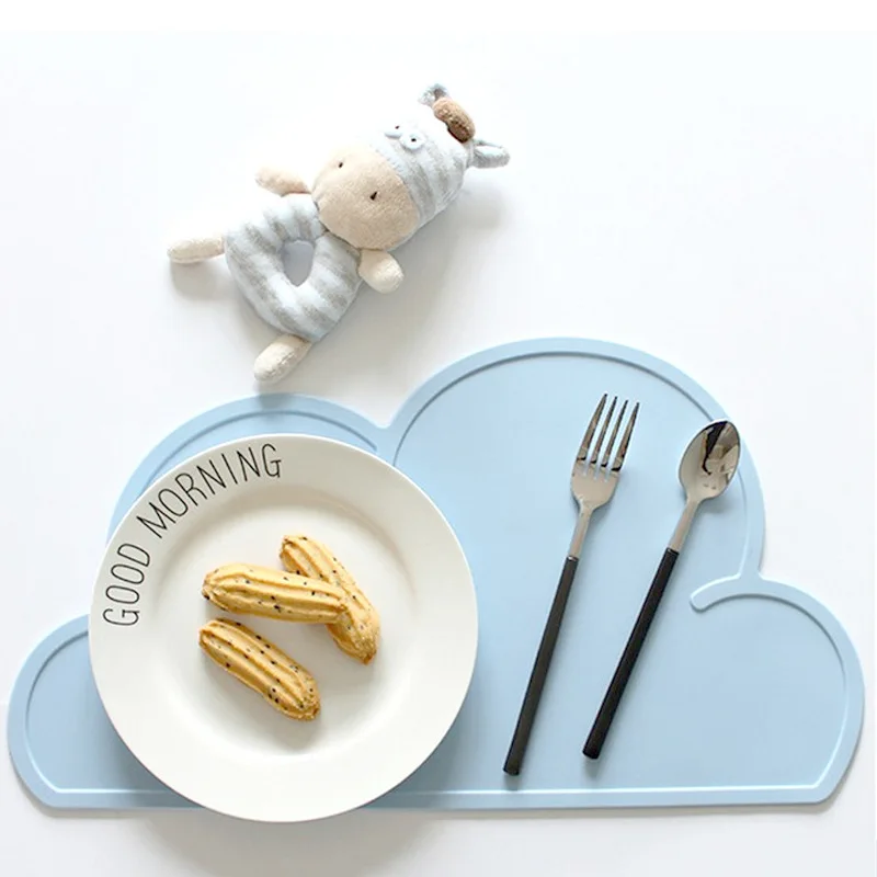 Silicone Placemat Cloud Kids Plate Mat Baby Table Mat Pad Waterproof Heat Insulation Home Kitchen Gadget Easy Cleaning Pads