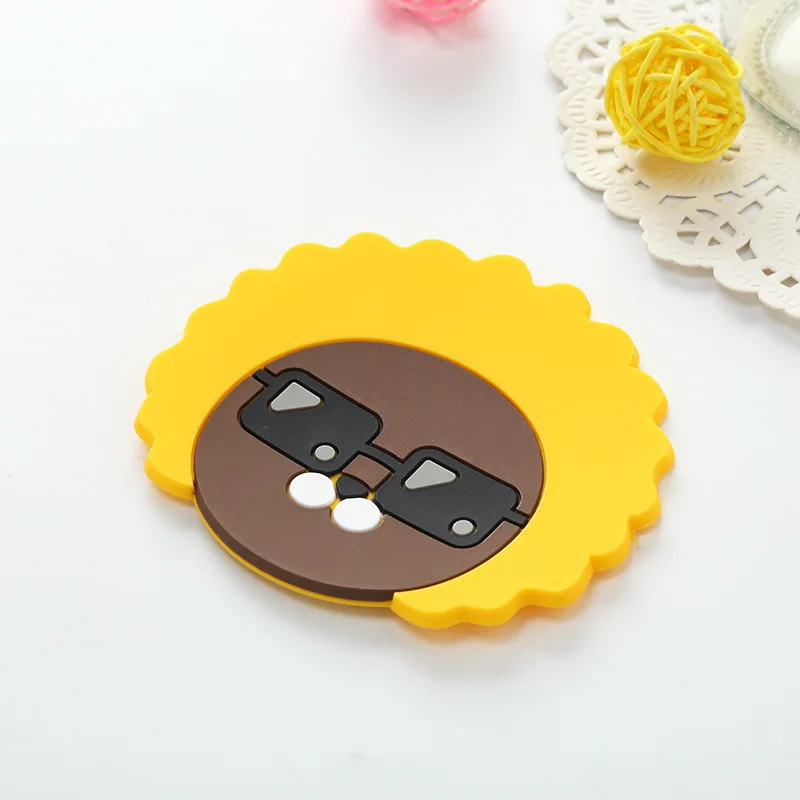 New Coaster Decorative Silicone patch Cartoon Cocoa Friends Cup Mat Party Favors Kawaii Kids Girl Student Tools Party Gifts