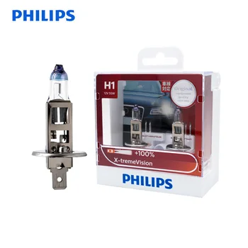 

Philips H1 12V 55W P14.5s X-treme Vision Car Headlight Bright Halogen Fog Lamps ECE Approve 100% More Vision 12258XV S2, Pair