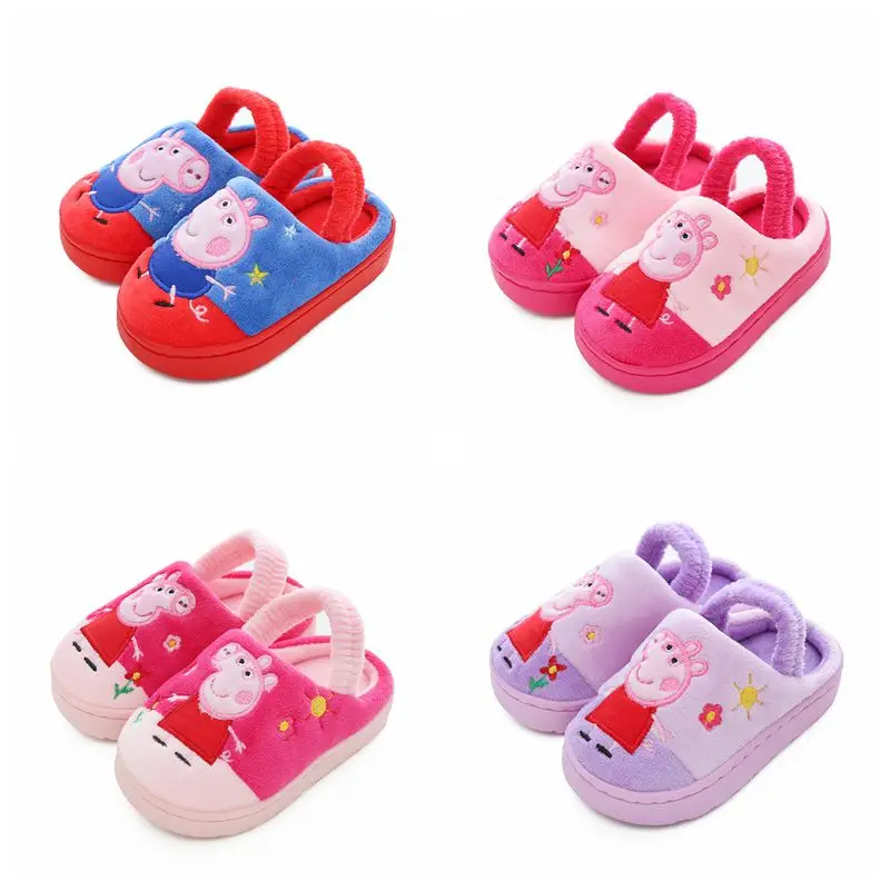

2019 New Arrival Peppa Pig Limited Winter Autumn Four Seasons Cartoon Indoor Slip-proof Soft-soled Cotton Slippers children Toy