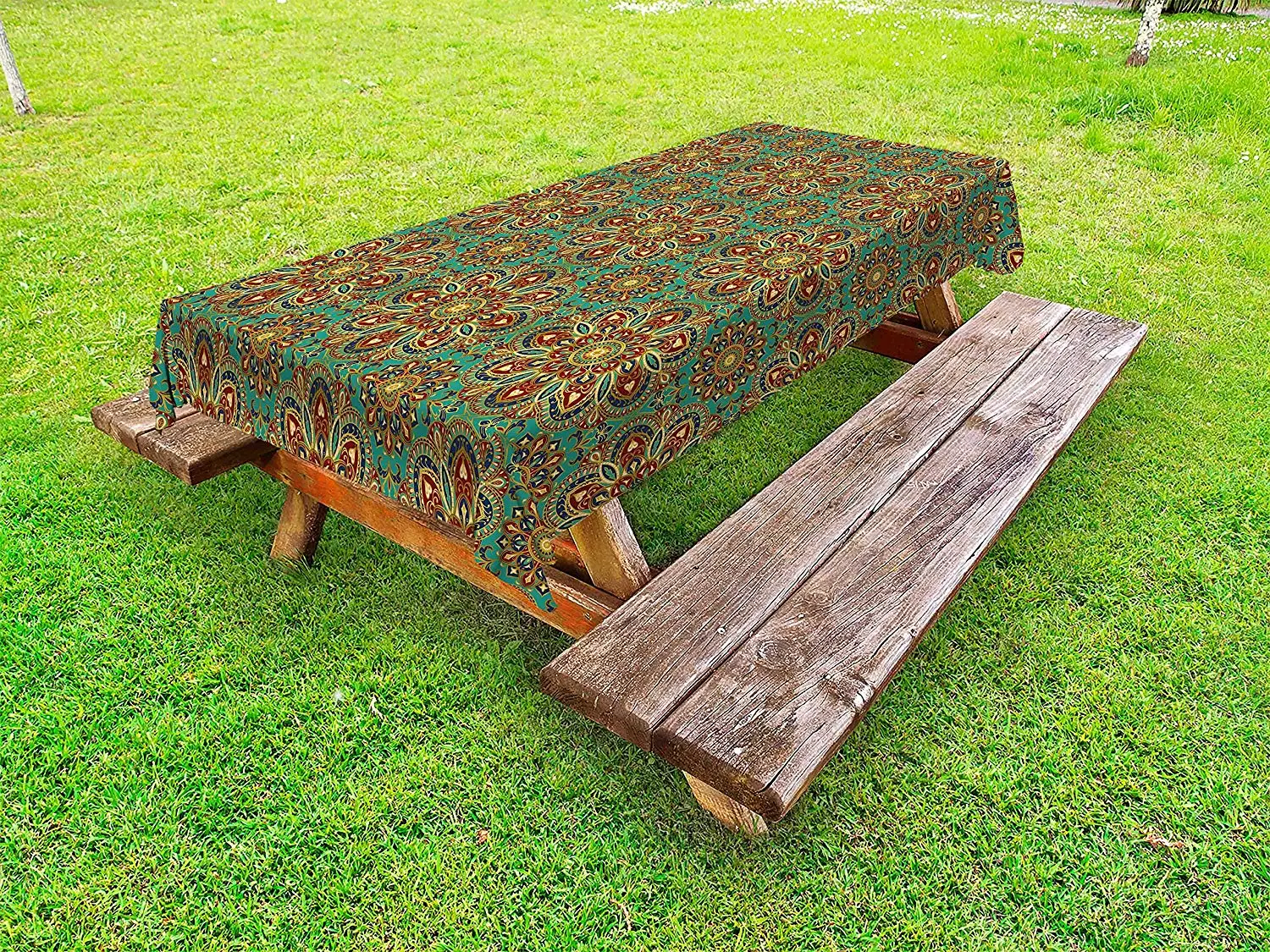 Oriental Tablecloth Mandala Pattern with Mosaic Design Mystical Middle Eastern Folklore Arrangement Decor Picnic Table Cover | Дом и сад