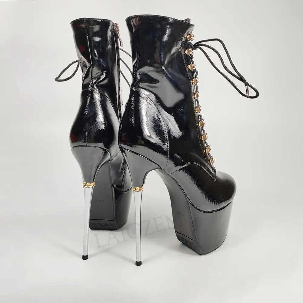 Seiiho – bottines à semelles compensées pour femme, chaussures unisexe, fermeture éclair latérale, talons hauts en métal, pour fête en boîte de nuit, grande taille 33 42 43