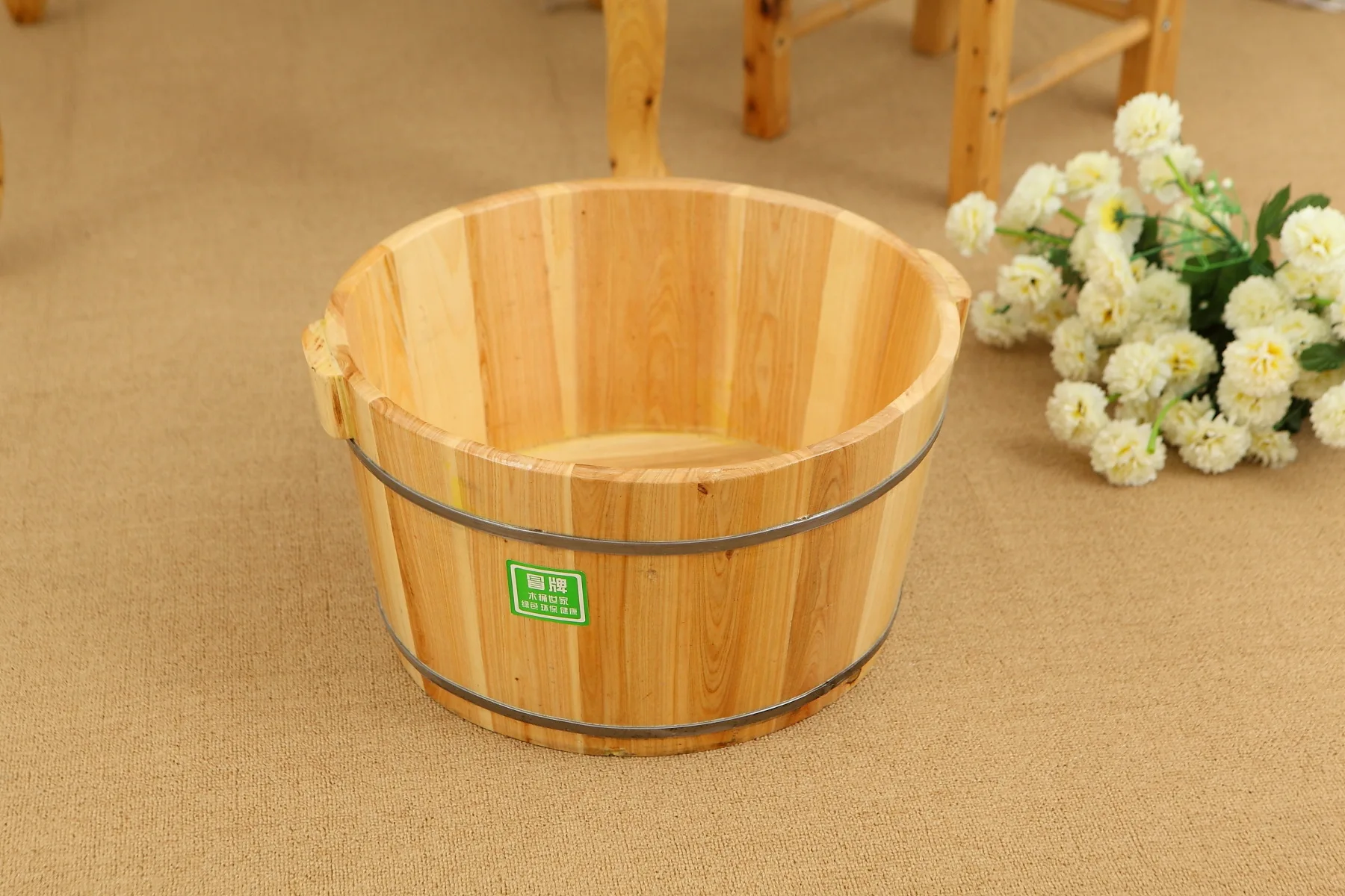 New 21 Cm Solid Wood Foot Bath Barrel Health-preserving Foot-soaking Spa Pedicure Foot Massage Household Heated Foot Bath