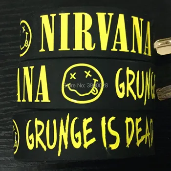 

100pcs Wide NIRVANA GRUNGE IS DEAD silicone wristband bracelet free shipping
