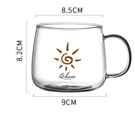 ШИК солнцезащитные Стекло кружка для завтрака молоко сок, кофе чашки термостойкие прозрачные кружки кружка для пива с ручкой, для влюбленных, подарки для пары 450 мл - Цвет: style 1