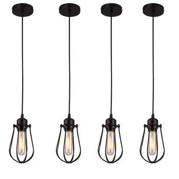 

American Loft Iron Pendant Light Black Restaurant Bar Hair Net Cafe Cafe Wrought Droplight Drop Deco Chambre LED Bulbs Metal 10