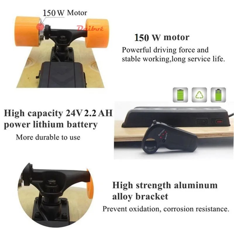 Daibot Child Electric Scooter Four Wheel Electric Scooters 120W Single Motor Portable Wireless Remote Mini Electric Skateboard   (13)