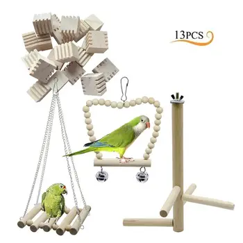 

13 Pcs Parrots Hammock Swing Chew Toys Standing Pile for Small Bird Keeps Beaks in Order Appease Emotions and Prevent