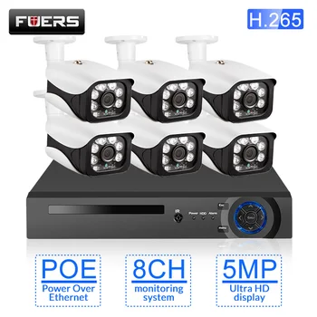 

KERUI H.265 8Channel 5MP POE Camera system CCTV Kit Security Camera IR-CUT Waterproof Camera Video Surveillance Face Detection