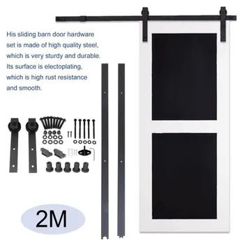 

Drawer Slide 1.83M/2M Wood Sliding Barn Door Track Hardware Set Hardware Steel Slide Rail Antique Track Hanging Rail Mechanism