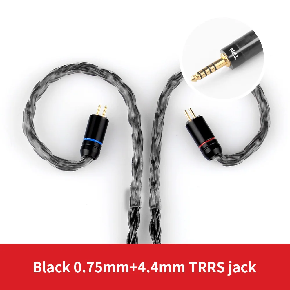 Лампа указателя T2 16 Core с серебряным покрытием обновления кабель Hi-Fi 3,5/2,5/4,4 мм разъем MMCX/2Pin разъем для KZ AS10/AS06/ZS10 лампа указателя V80 CCA C10 C16 - Цвет: Black 4.4mm 0.75