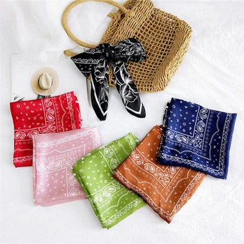 

AOMU 2020 Vintage 100% Cotton Hip-hop Summer Bandanas For Male Female Head Scarf Scarves Wristband Vintage Pocket Towel 70*70cm