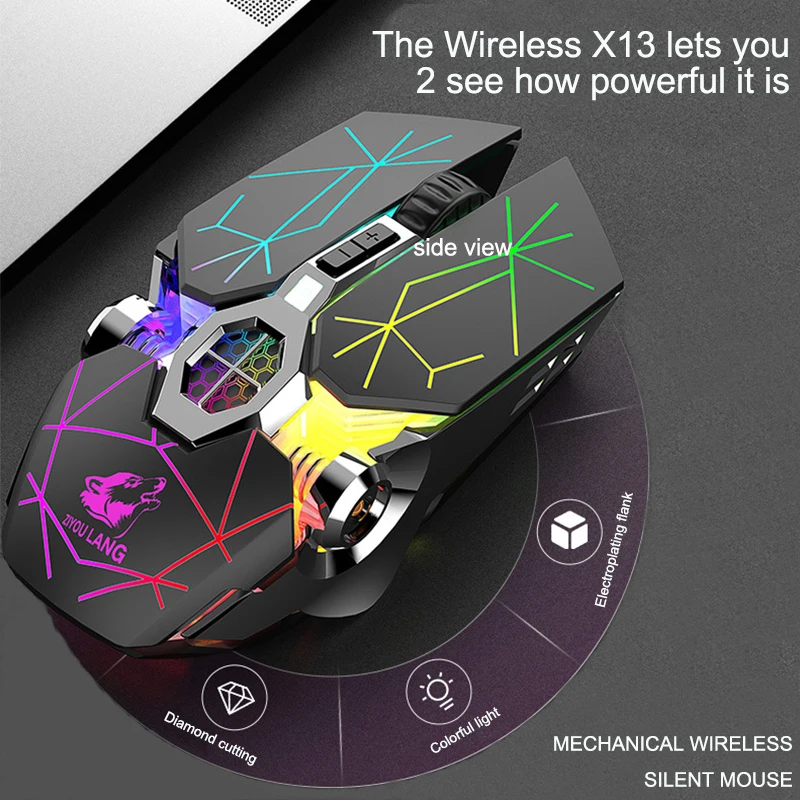 Беспроводная игровая мышь Free Wolf X13 бесшумная Механическая с водяным охлаждением