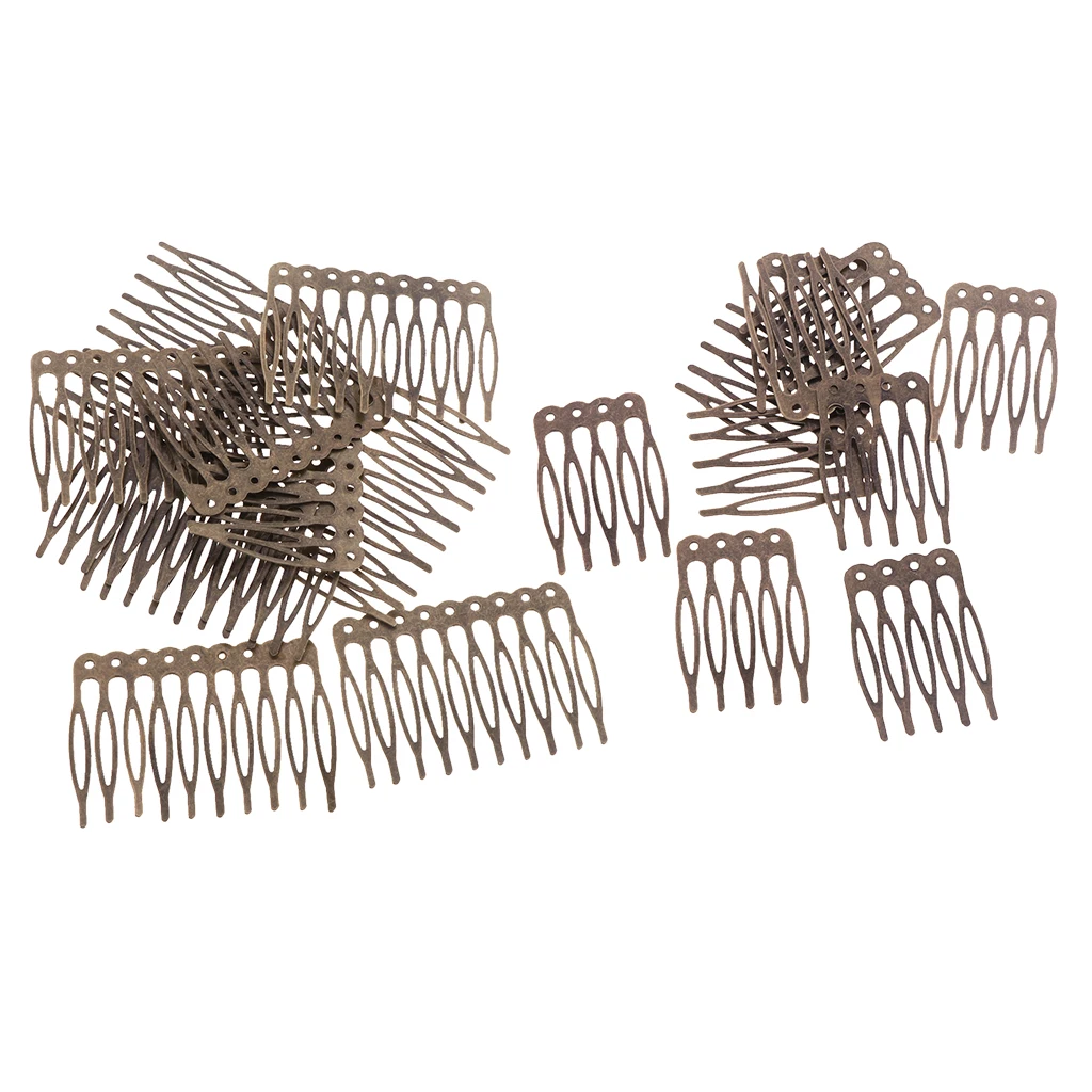 20 Pieces Blank Metal Hair Comb for Bridal Hair Accessories DIY Retro Bronze 5/10 Teeth Side Comb Findings Art Making