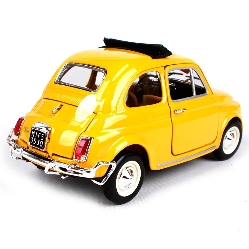 Bburago 1:21 1965 Fiat 500F 500L синий желтый литой автомобиль 135*62*65 мм открытые двери
