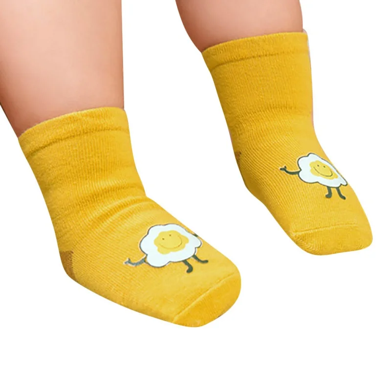 3pairs Baby Boys Girls Infant Cotton Cartoon Pattern Socks Warm Anti Slip Floor Socks Leg Warmer