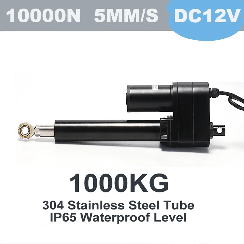 

Industry Electric Linear Actuator DC 12V 10000N Push 1000k Motor Telescopic Rod Stainless Steel Pipe Waterproof Lift