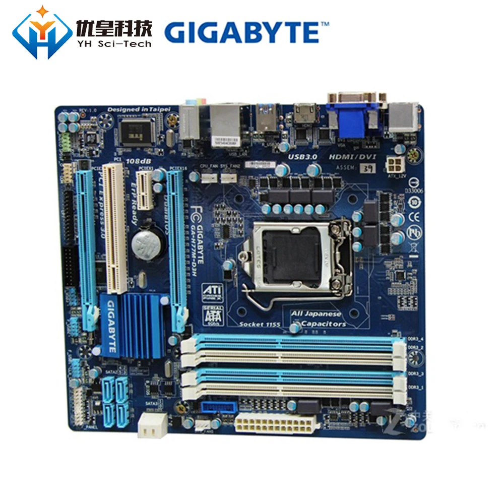 Материнская плата Gigabyte оригинальная б/у материнская Intel H77 разъем LGA 1155