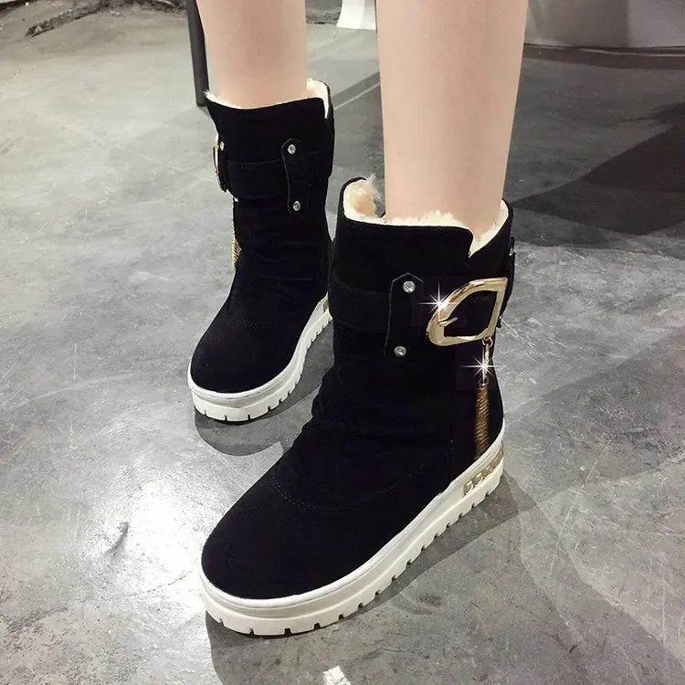 

2019 Women Snow Boots Flock Non-slip Winter Boots Thick Fur Platform Waterproof Keep Warm Shoes Plus Size