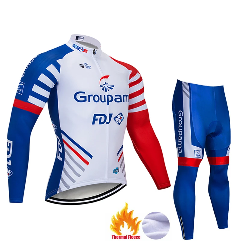 Новинка GROUPAMA FDJ велосипедная майка нагрудники брюки набор Ropa Ciclismo мужская зимняя термо флисовая pro велосипедная куртка Майо Одежда - Цвет: Pic Color