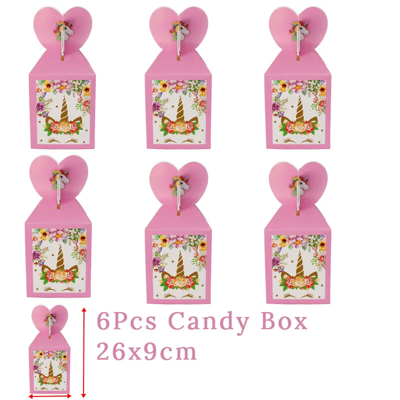 Candy Box Pink розовый Радужный баннер Единорог тарелки воздушные шары салфетка обертка для кексов Baby Shower украшения для детского дня рождения - Цвет: Candy Box