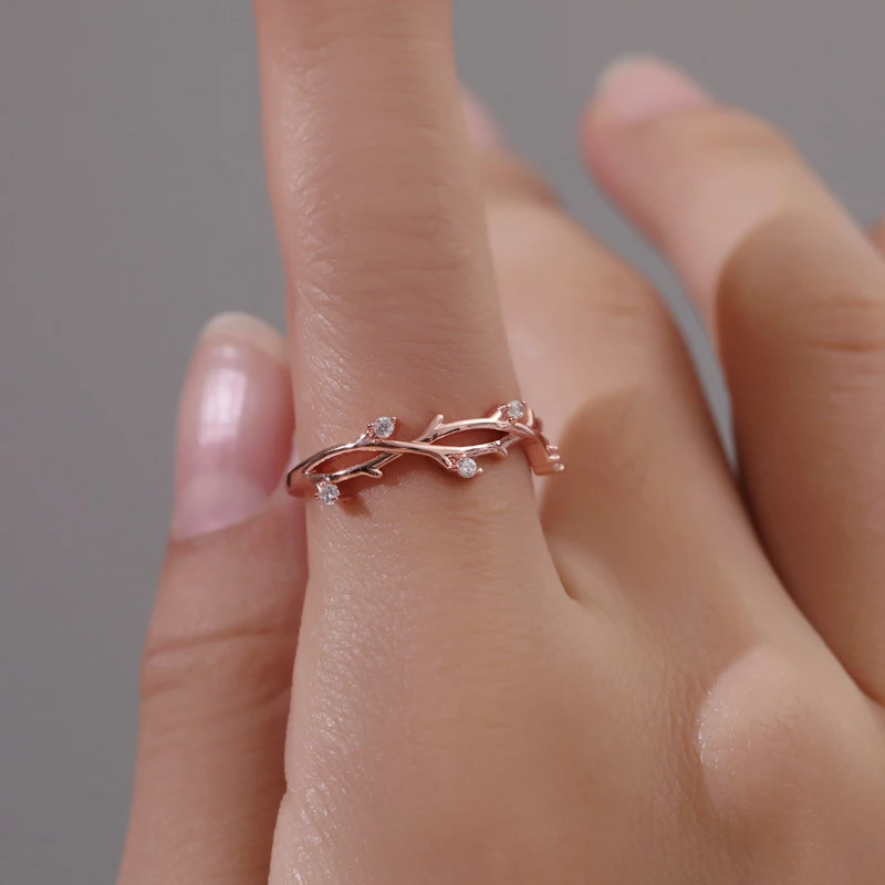 Tree Branch Cross Rattan Rhinestone Rose Gold Silver Plated Alloy Copper Open Rings for Women | Украшения и аксессуары