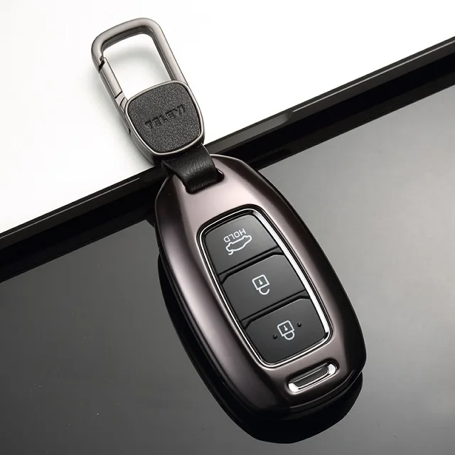 Алюминиевый сплав автомобильный чехол для ключей чехол для hyundai I30 Ix35 Solaris Azera Grandeur Ig Accent Santa Fe Palisade KONA Encino - Название цвета: 01