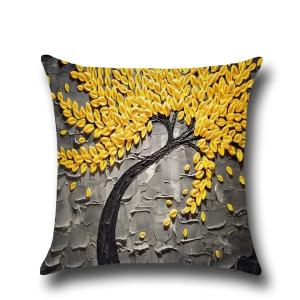 45x45 см винтажный цветочный Чехол на подушку, Наволочка на подушку с изображением желтого красного дерева, вишни, декоративная наволочка на подушку