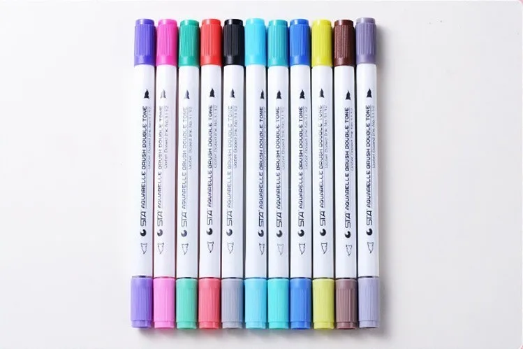 28 разных цветов двойной Совет акварель маркеры щеток ручка двухцветный эскиз маркеры для взрослых детей дизайн книги по искусству маркер