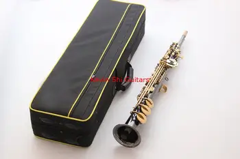 

France Soprano Saxophone R54 Straight Sax B Flat Saxophone Black Nickel Gold Bb Flat Sax with cloth bag free shipping sax