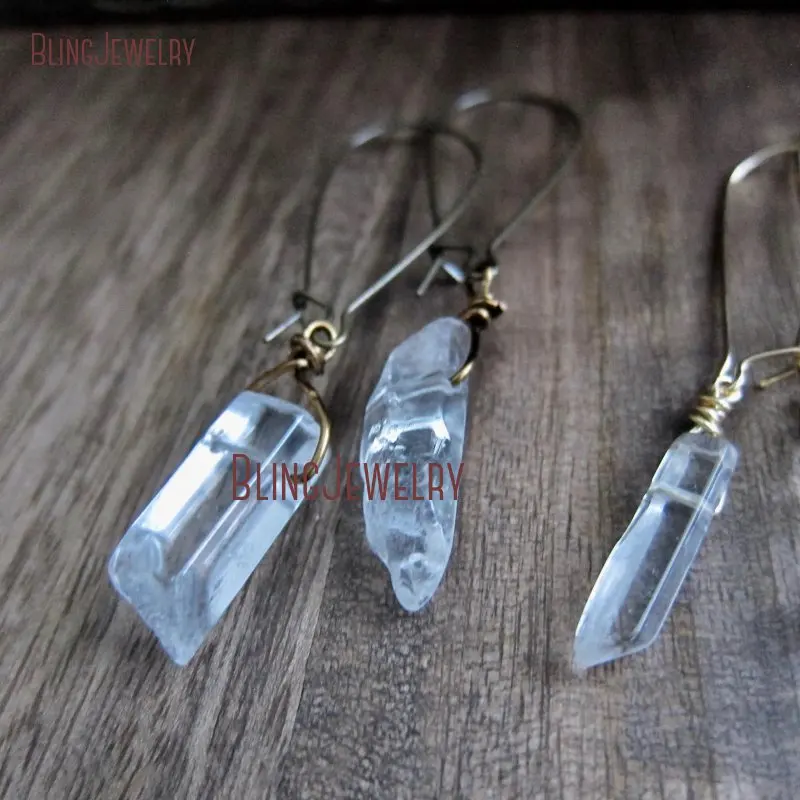 Хрустальные висячие серьги необработанные серьги из кварца Boho Кристальные серьги метафизическая бижутерия ER27814