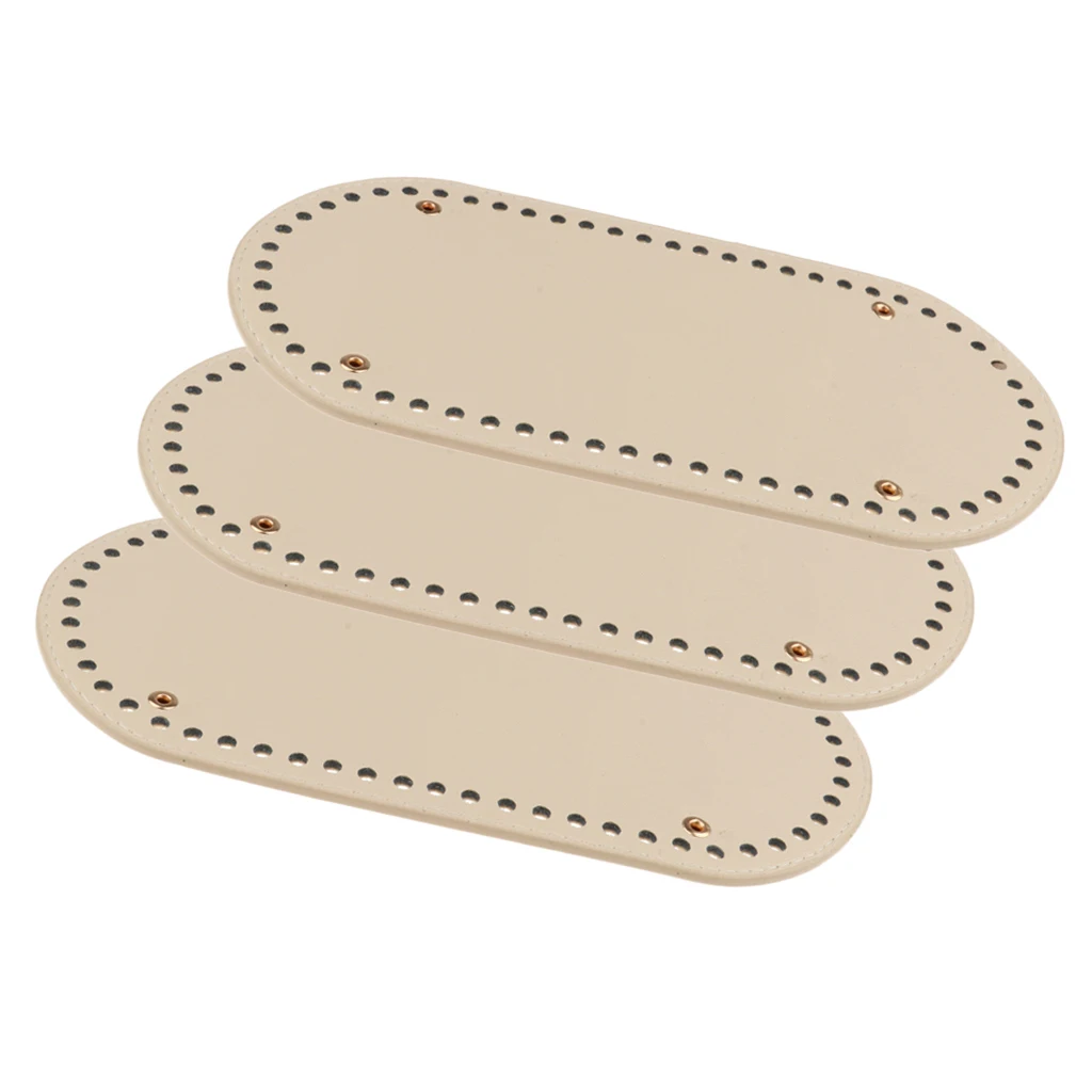 3x Hand-woven Bag Pad Accessories Tote Bottom Insert Pet Bags Cushion Beige