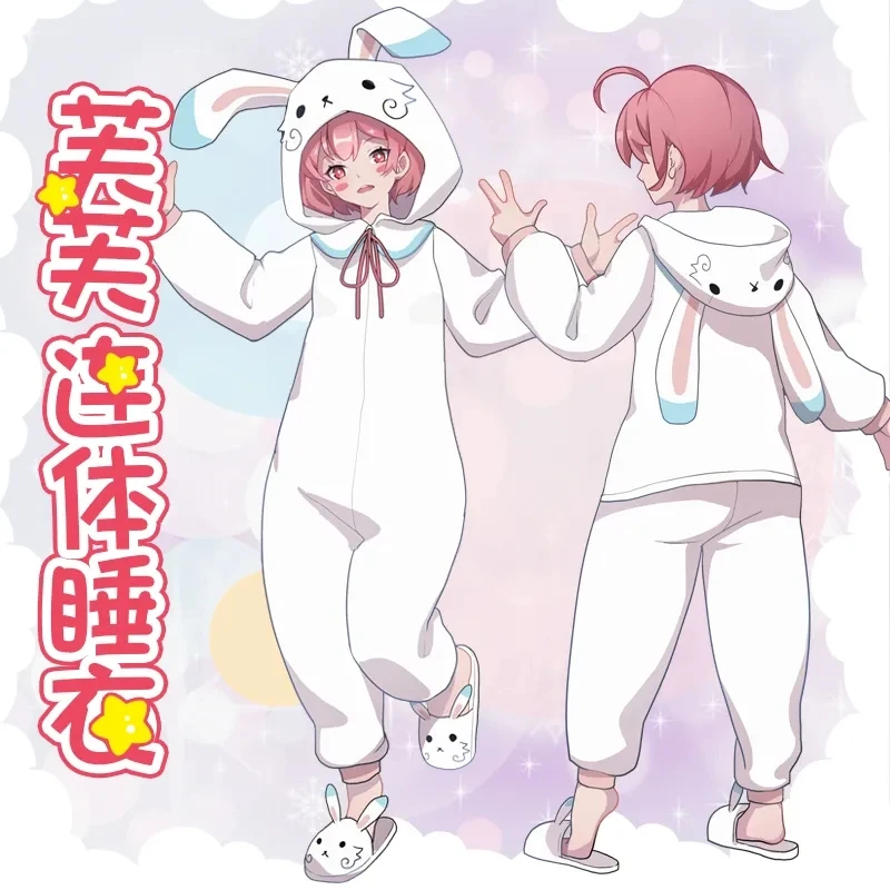 

14911-1Anime Fufu one-piece pajamas women plush cute home clothes flannel plus velvet thick autumn and winter suit