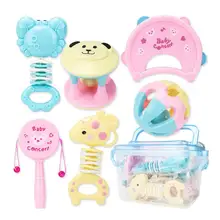 Детские погремушки, детские игрушки для прорезывания зубов, Детские Жевательные Силиконовые Прорезыватели, шейкер, захват, развивающий подарочный набор