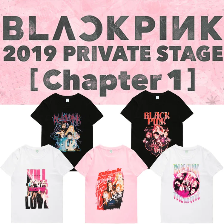Черная розовая концертная Kpop CHAPTER1 летняя Новинка Harajuku крутая футболка с принтом короткий рукав для женщин и мужчин частная сценическая хлопковая футболка