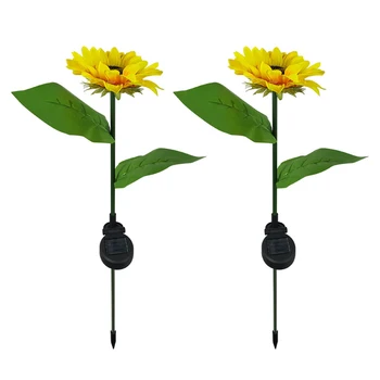 

2pcs/set Sunflower LED Solar Lawn Lamps Waterproof Outdoor Path High Brightness Waterproof Garden Decoration