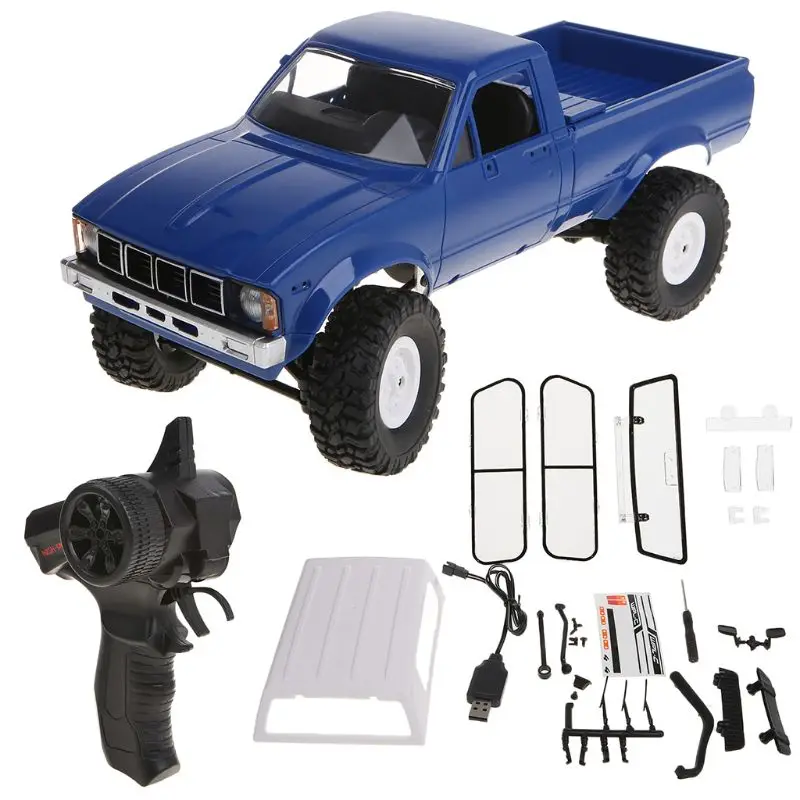 WPL C24 RC автомобиль 1:16 4WD пульт дистанционного управления 2,4G гусеничный внедорожный Багги движущаяся машина детский подарок - Цвет: Синий