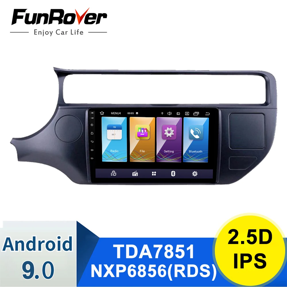 FUNROVER 2.5D ips Android 9,0 автомобильный Радио мультимедиа авторадио плеер навигация gps ДЛЯ Kia K3 Rio 2din dvd DSP 9 дюймов